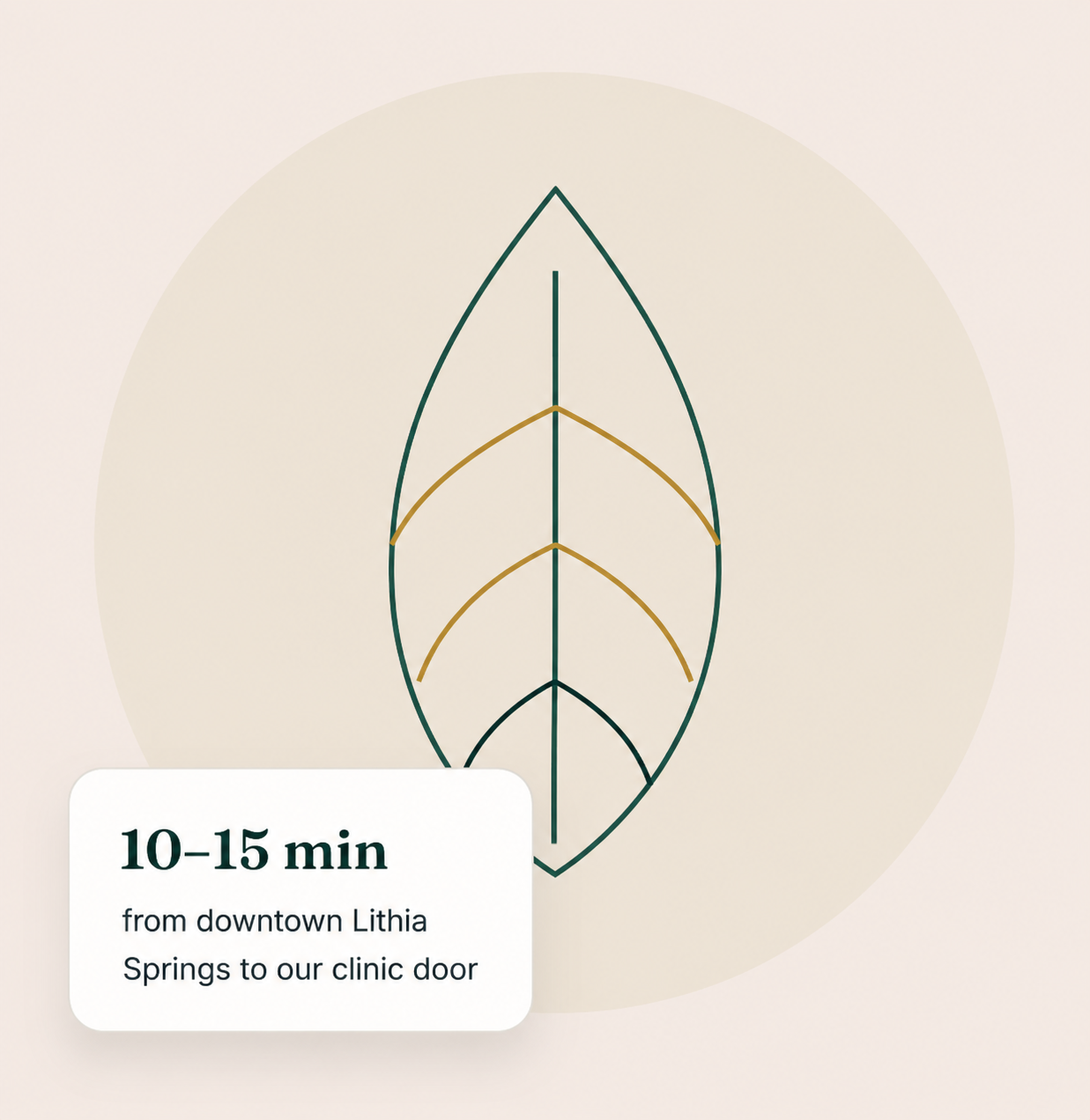 "10–15 minute drive from downtown Lithia Springs to Vida Wellness Care clinic"