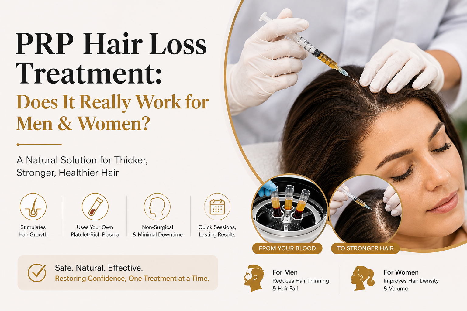 PRP hair loss treatment for men and women to promote natural hair restoration at Vida Wellness Care